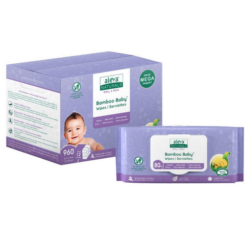 Bamboo Baby Wipes Mega Pack 960 Count by Aleva Naturals