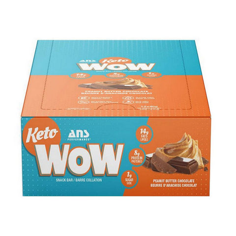 Keto Wow Bar Peanut Butter Chocolate 40 Grams (12 Count) by ANS Performance