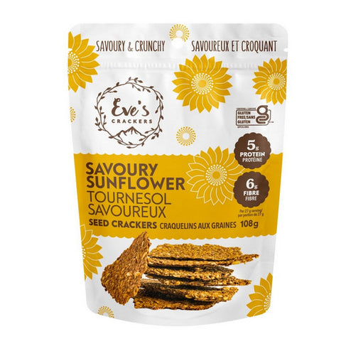 Savoury Sunflower 108 Grams (12 Count) by Eves Crackers