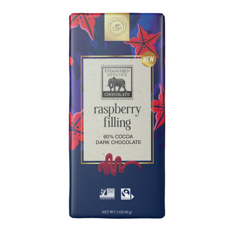 Raspberry Filling Dark Chocolate 85 Grams (12 Count) by Endangered Species