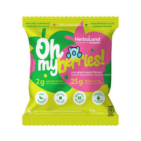 Oh My Berries Sour Green Apple 150 Grams (12 Count) by Herbaland