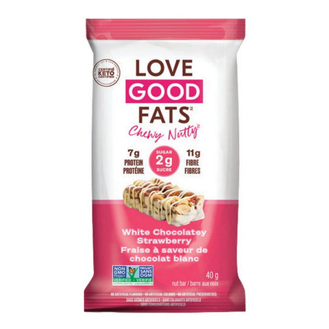 White Chocolate and Strawberry Flavoured Snack Bar 40 Grams (12 Count) by Love Good Fats