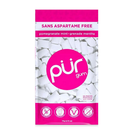 Pomegranate Mint Chewing Gum 55 Pieces (12 Count) by Pur Gum
