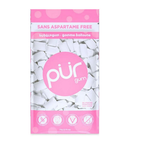 Natural Bubblegum Flavored Gum 55 Pieces (12 Count) by Pur Gum