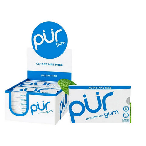Peppermint Flavored Chewing Gum 9 Pieces (12 Count) by Pur Gum