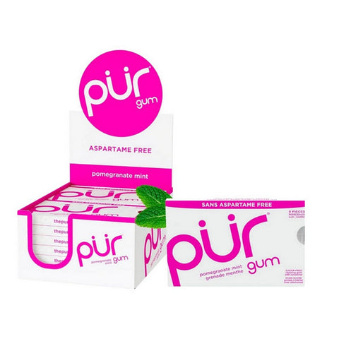 Pomegranate Mint Chewing Gum 9 Pieces (12 Count) by Pur Gum