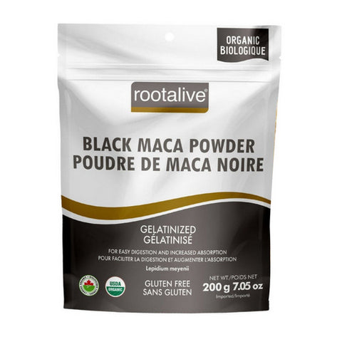 Organic Gelatinized Black Maca Powder 200 Grams by Rootalive Inc.