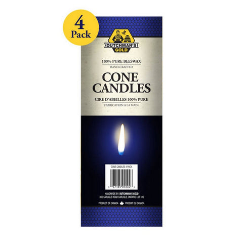 Beeswax Cone Candles 4 Pack by Dutchmans Gold Inc.
