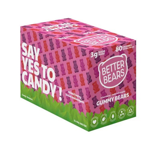 Mixed Berry Gummy Bears 50 Grams (12 Count) by Better Bears