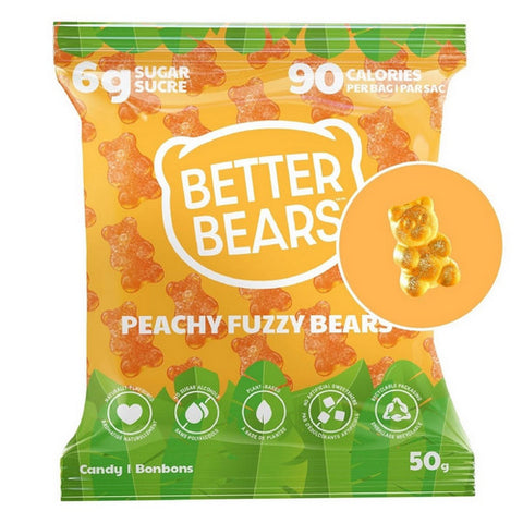 Peachy Fuzzy Gummy Bears 50 Grams (12 Count) by Better Bears