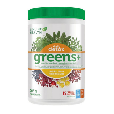 Greens Plus Daily Detox Lemon 204 Grams by Genuine Health