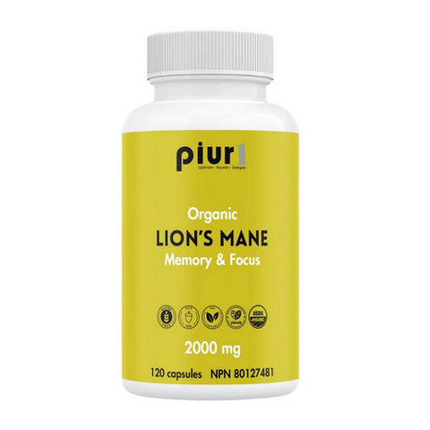 Organic Lions Mane Memory And Focus 120 Capsules by Piur1