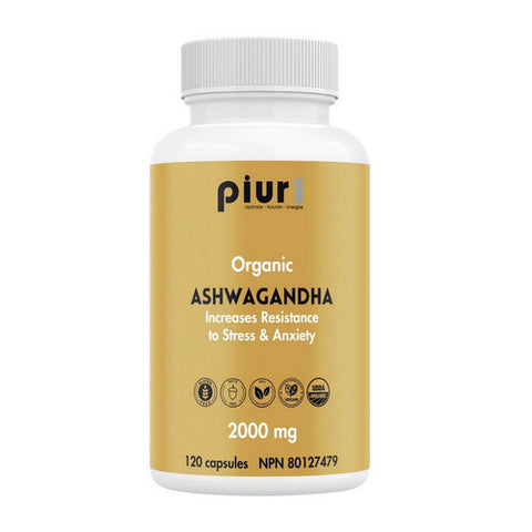 Organic Ashwagandha 120 Capsules by Piur1