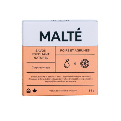 Exfoliating Soap Bar Pear And Citrus 85 Grams by Malte