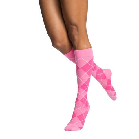 Calf High Pink Argyle 15-20 MMHG Size B 1 Pair by Sigvaris