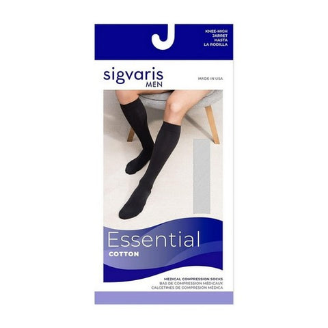 Men’s Essential Cotton Toe Calf High Socks 20-30MM Medium Long 1 Pair by Sigvaris