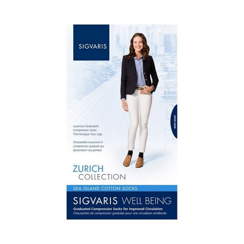 Calf High Sea Island Cotton Women Navy 15-20 MMHG Size B 1 Pair by Sigvaris
