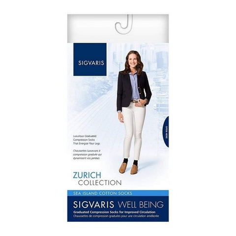 Calf High Sea Island Cotton Women Black 15-20 MMHG Size C 1 Pair by Sigvaris