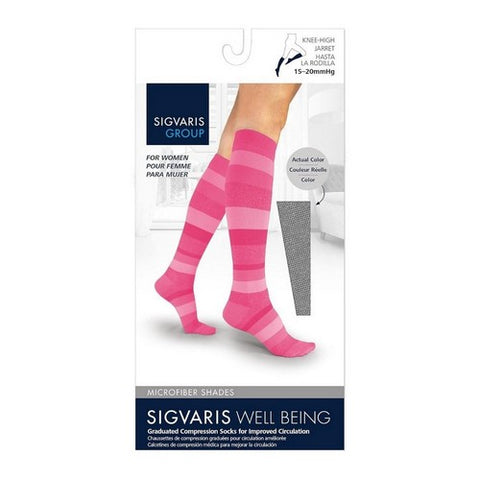 Calf High Pink Stripe 15-20 MMHG Size A 1 Pair by Sigvaris