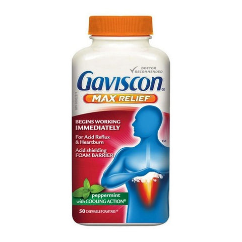 Max Relief Peppermint 50 Tabs by Gaviscon