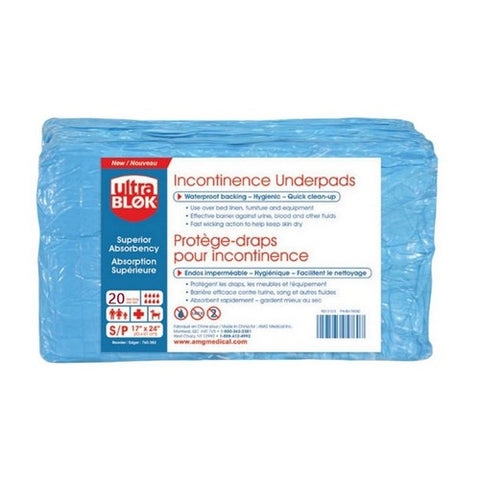 Ultrablok Disposable Incontinence Underpads White And Blue Small 17 X24 Inch 20 Count by UltraBlok