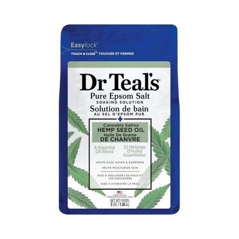 Pure Epsom Magnesium Salt Soak Cannabis Sativa Hemp Seed Oil 3 Lbs by Dr Teal's