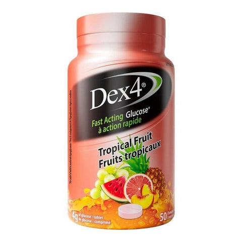 Tropical Fruit Fast Acting Glucose Chewable 50 Tabs by Dex4