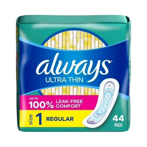 Ultra Thin Pads Size 1 Regular Absorbency Unscented 44 Count by Always