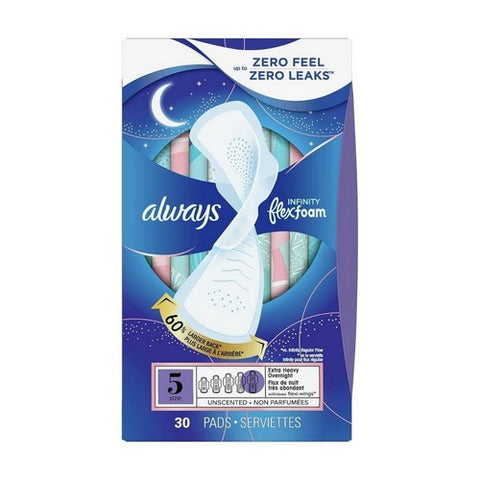 Infinity Extra Heavy Absorbency Overnight Sanitary Pads Unscented 30 Count by Metamucil