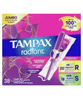 Radiant Duopack Regular Super Absorbency Unscented Plastic Tampons 38 Count by Tampax