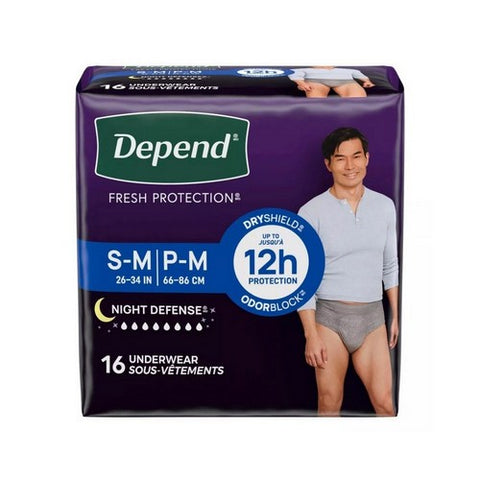 Night Defense Underwear For Men Overnight Absorbency Small And Medium 18 Count (Case of 4) by Depend