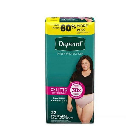 Maximum Absorbency Blush Fresh Protection Female Underwear XXL 22 Count (Case Of 2) by Depend