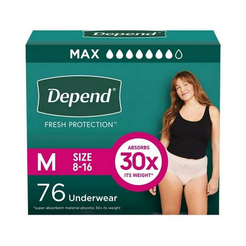 Maximum Absorbency Blush Fresh Protection Female Underwear Medium 76 Count by Depend