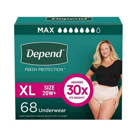Maximum Absorbency Blush Fresh Protection Female Underwear X-Large 68 Count by Depend