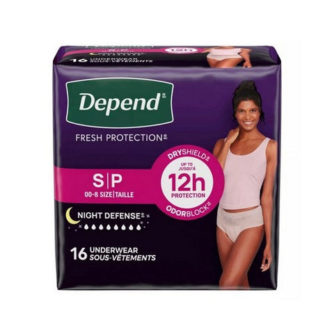 Night Defense Adult Incontinence Underwear Small 16 Count (Case Of 4) by Depend