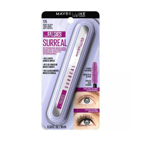 The Falsies Surreal Extensions Washable Mascara Eye Makeup Very Black 0.33 Oz (Case Of 3) by Maybelline