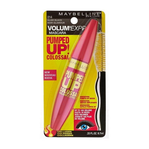 Volum Express Pumped Up Colossal Washable Mascara 214 Glam Black 0.33 Oz (Case Of 2) by Maybelline