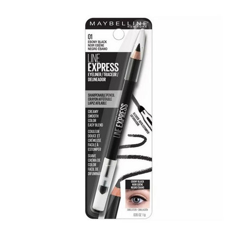 Express Sharpenable Wood Pencil Eyeliner Ebony Black 0.035 Oz (Case Of 2) by Maybelline