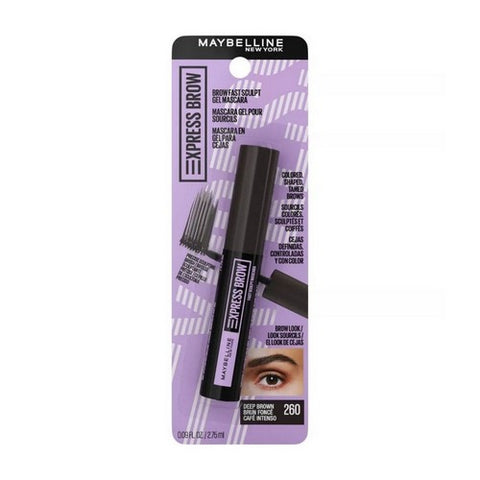 Express Brow Fast Sculpt Eyebrow Gel Mascara 260 Deep Brown 0.09 Oz (Case Of 3) by Maybelline