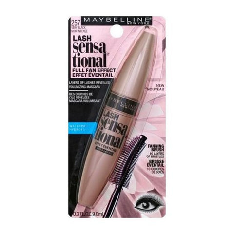 Lash Sensational Mascara Waterproof Very Black 0.32 Oz (Case Of 6) by Maybelline