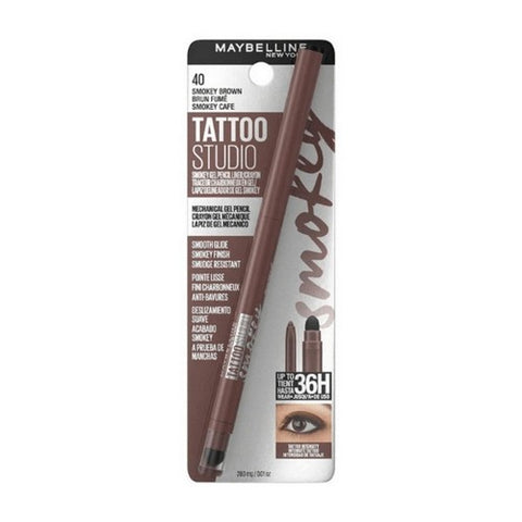 Tattoo Studio Automatic Gel Pencil Waterproof Eyeliner Expressotini Smokey Brown 0.01 Oz (Case Of 2) by Maybelline