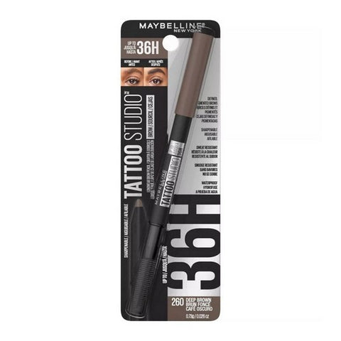Tattoo Studio Waterproof Eyebrow Pencil 260 Deep Brown 0.7 Grams (Case Of 2) by Maybelline