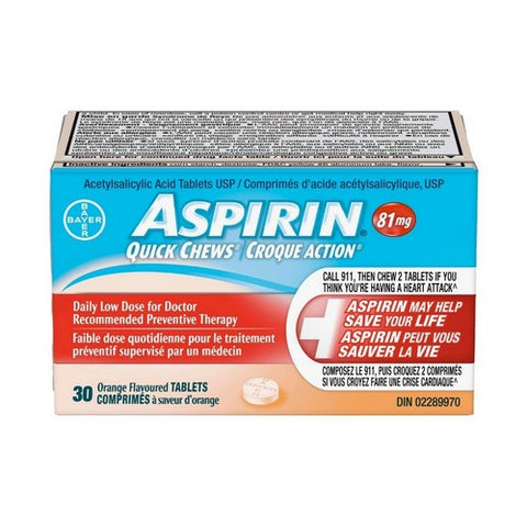 Quick Chews Daily Low Dose Orange 30 Tablets by Aspirin
