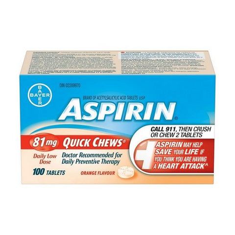 Quick Chews Daily Low Dose Orange 100 Tablets by Aspirin
