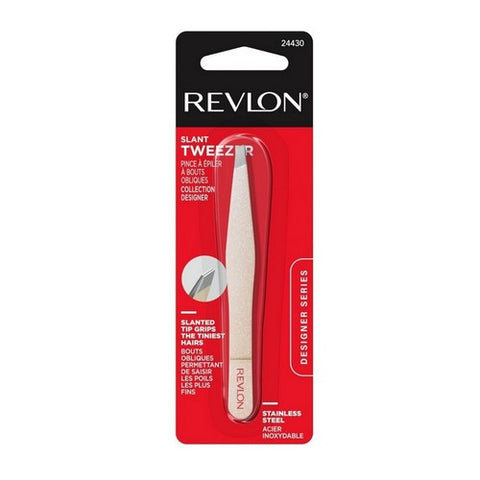 Modern Beige Stainless Steel Slant Tweezers 1 Count (Case Of 6) by Revlon