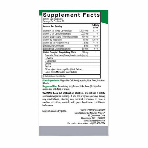 Nature's Answer, Bilberry Vision Complex, 60 Vcaps