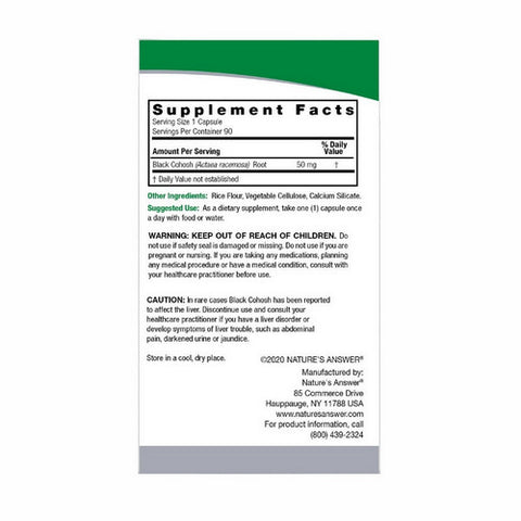 Nature's Answer, Black Cohosh Root, 90 Caps