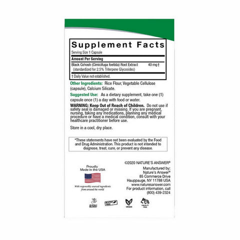 Nature's Answer, Black Cohosh Root Standardized, 60 Vcaps