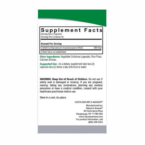 Nature's Answer, Cranberry Fruit, 90 Vcaps
