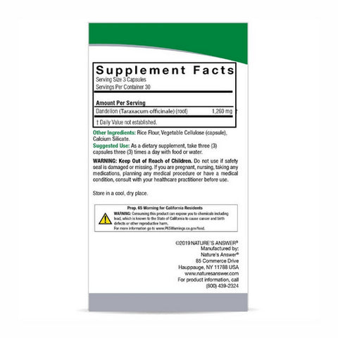 Nature's Answer, Dandelion Root, 1260 MG, 90 Caps